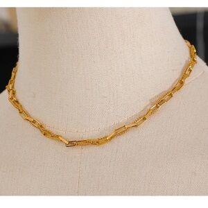 New Gold Rectangle Woven Chain Necklace